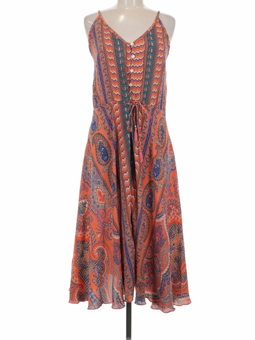 Karma Highway womans Paisley Print Orange Midi Dress size OS M